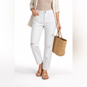 CAbi Slim Boyfriend Jeans Vintage Off White Distressed Size 8